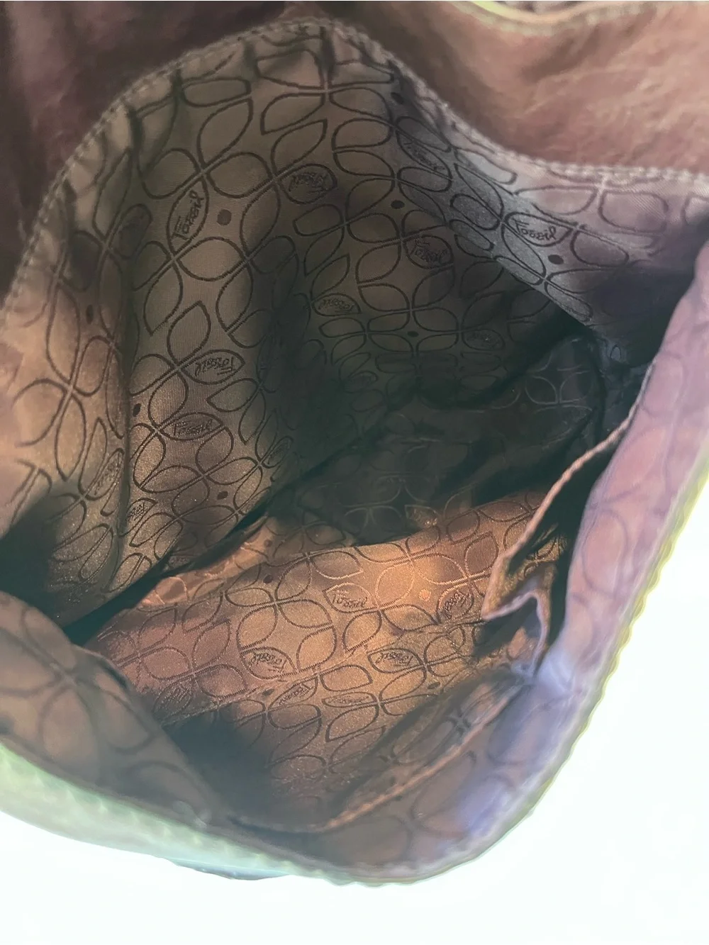 Vintage Fossil Dark Plum Messenger Boho Bag